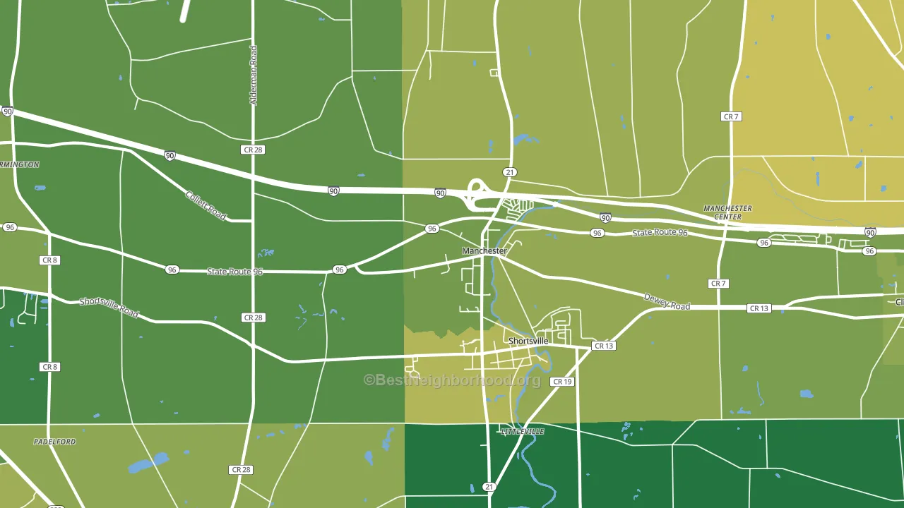 Shortsville, NY block-group voter-turnout map