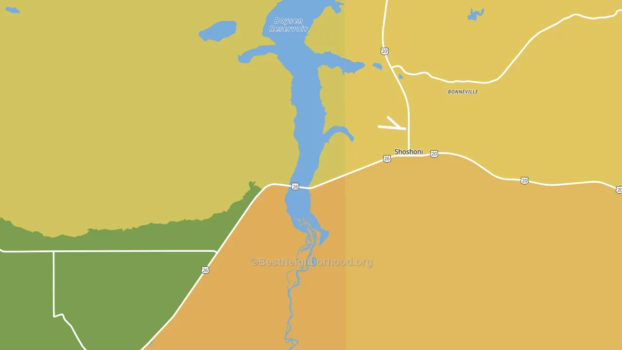 Shoshoni, WY block-group voter-turnout map