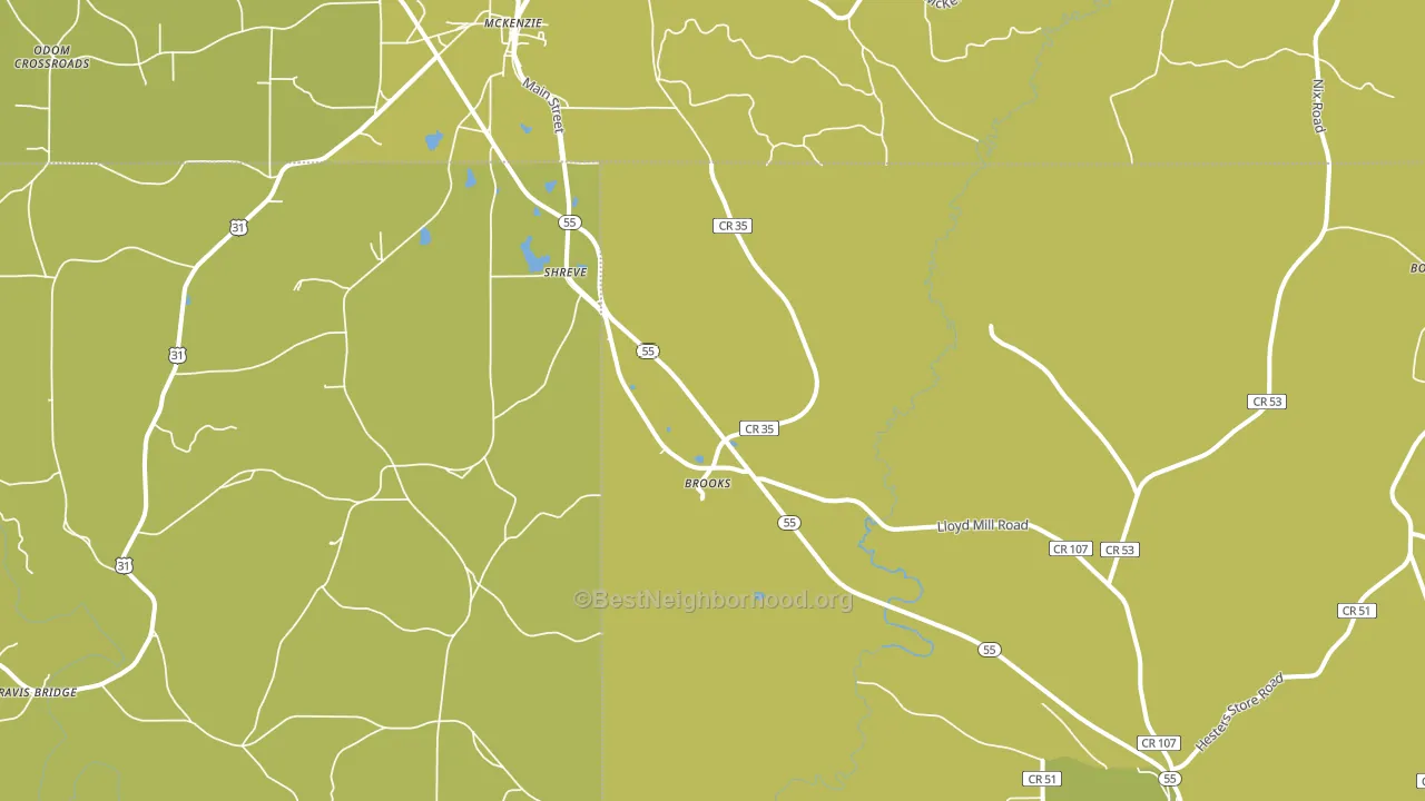 Shreve, AL block-group voter-turnout map