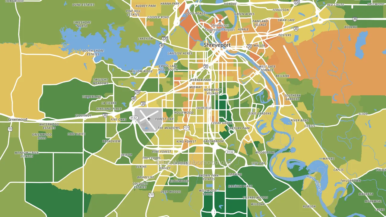 Shreveport, LA block-group voter-turnout map