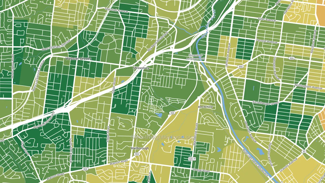 Shrewsbury, MO block-group voter-turnout map