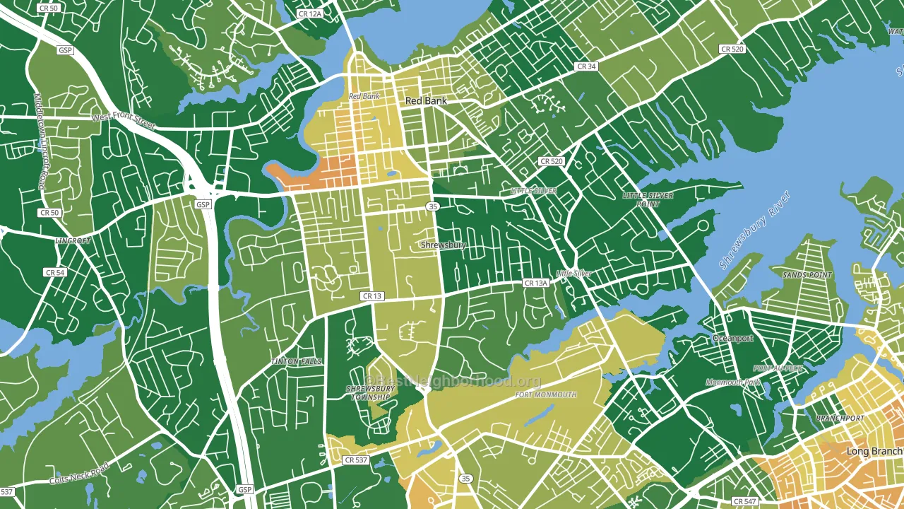 Shrewsbury, NJ block-group voter-turnout map