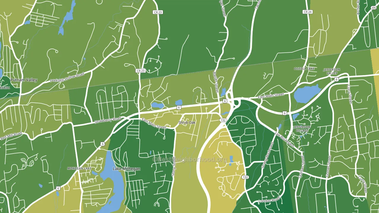 Shrub Oak, NY block-group voter-turnout map
