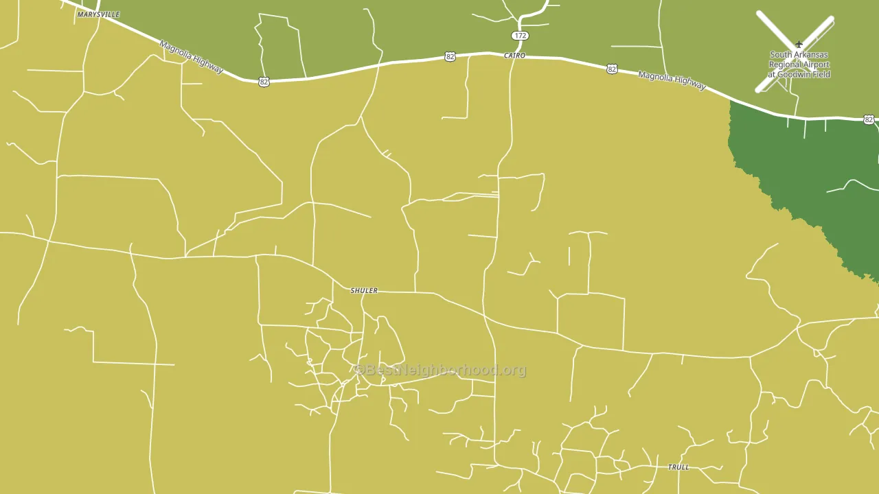 Shuler, AR block-group voter-turnout map