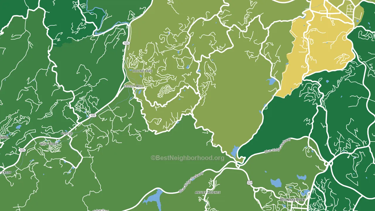 Shulls Mill, NC block-group voter-turnout map