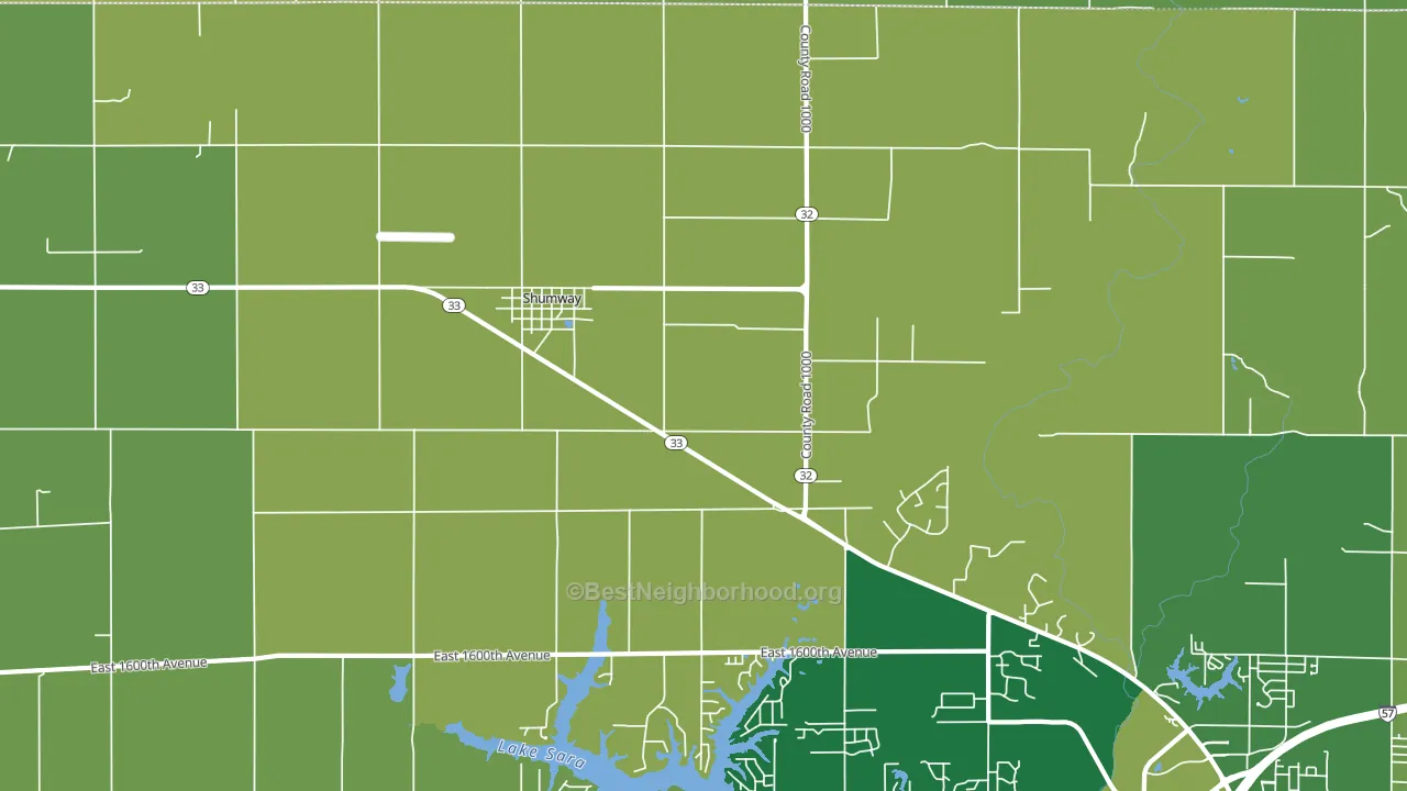 Shumway, IL block-group voter-turnout map