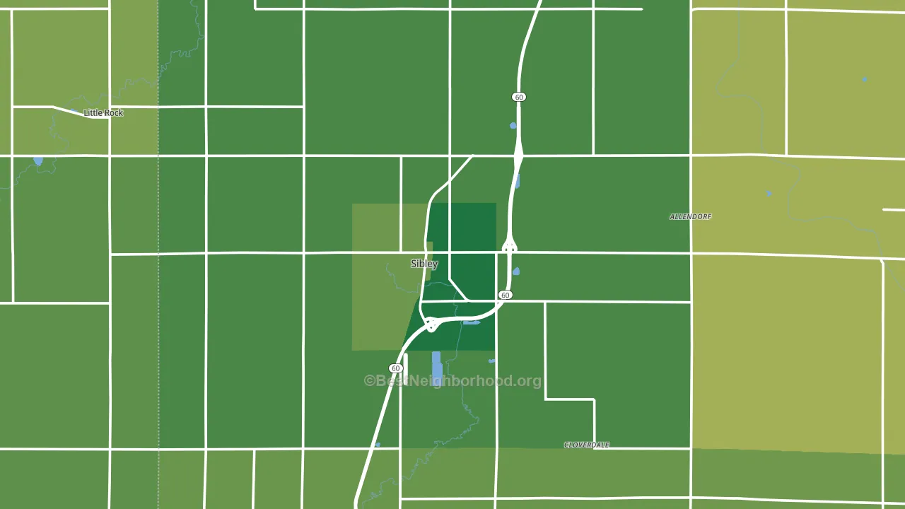Sibley, IA block-group voter-turnout map