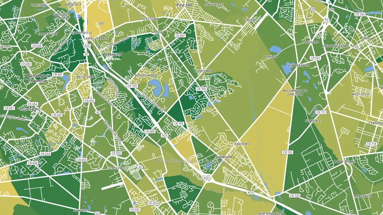 Sicklerville, NJ block-group voter-turnout map