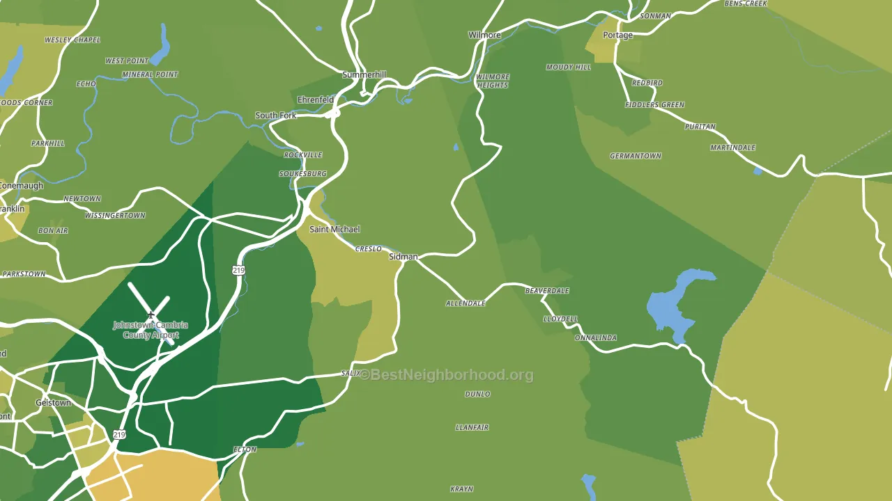 Sidman, PA block-group voter-turnout map