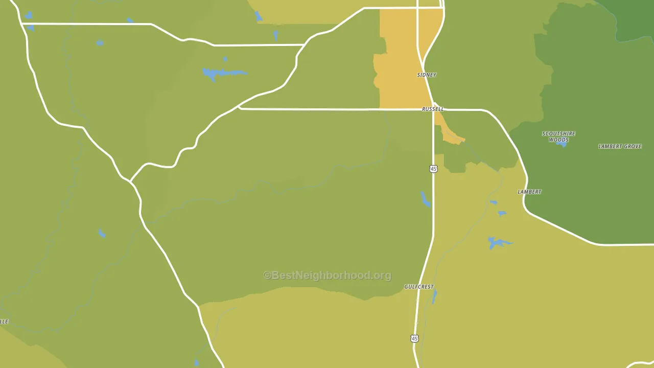 Sidney, AL block-group voter-turnout map