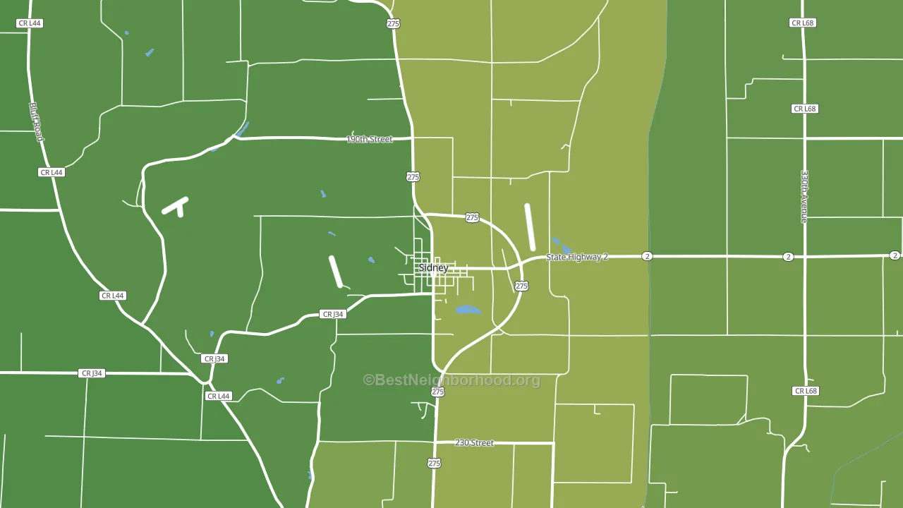 Sidney, IA block-group voter-turnout map