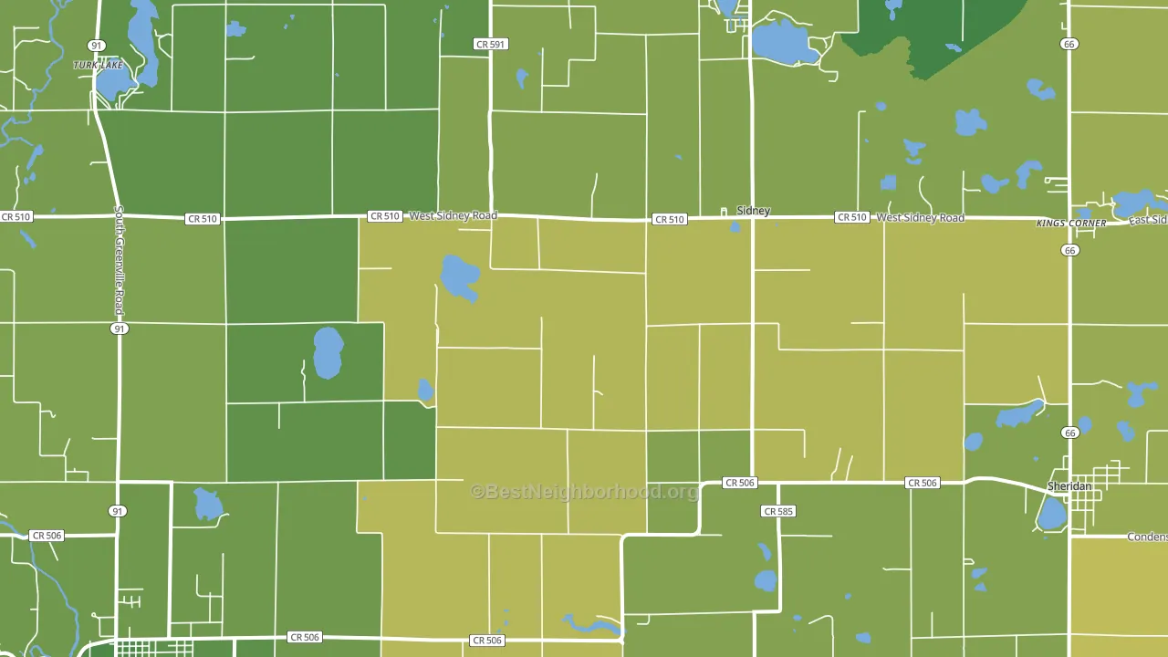 Sidney, MI block-group voter-turnout map