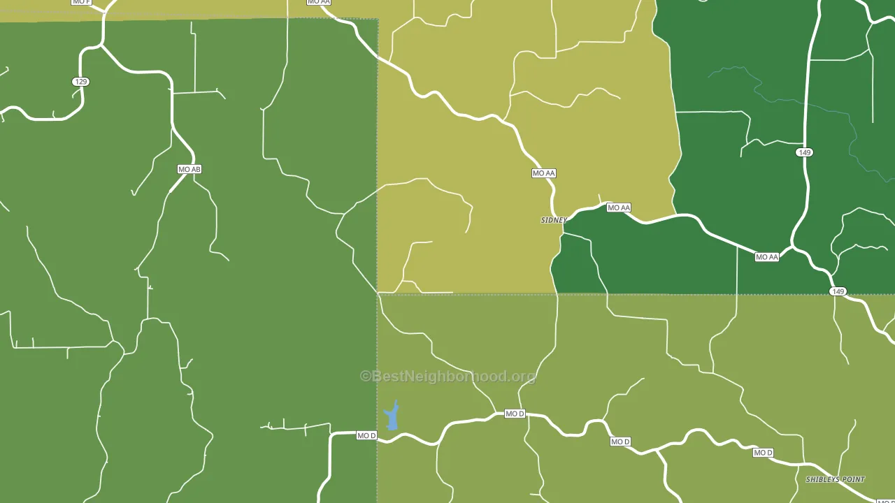 Sidney, MO block-group voter-turnout map