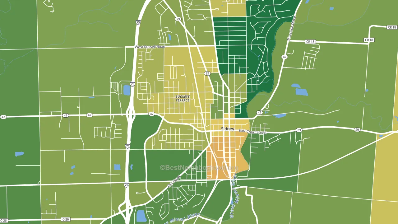 Sidney Walnut Avenue Historic District, Sidney, OH block-group voter-turnout map
