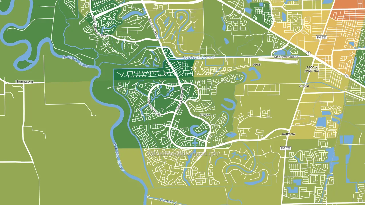 Sienna Plantation, TX block-group voter-turnout map