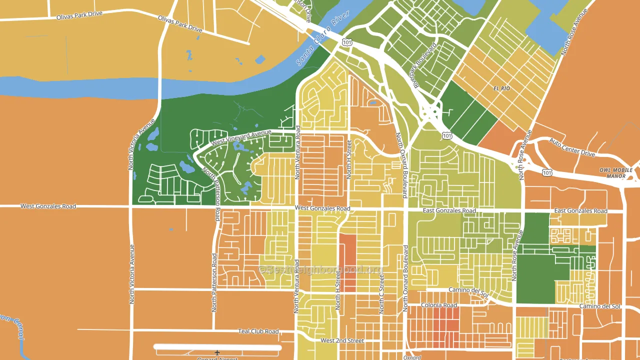 Sierra Linda, Oxnard, CA block-group voter-turnout map