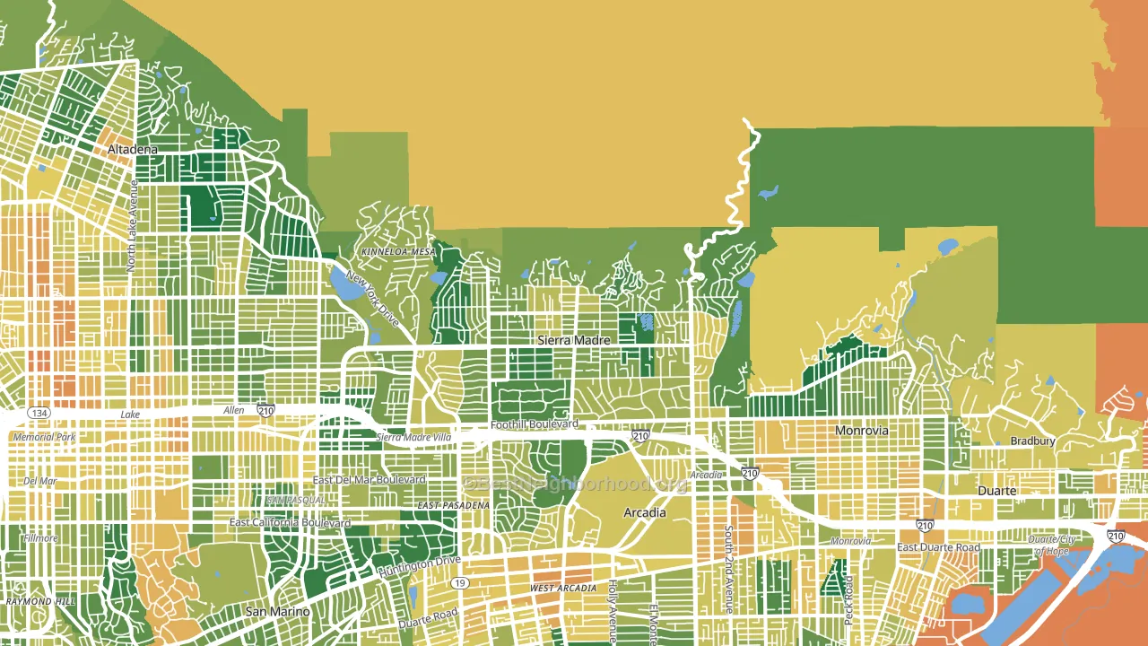 Sierra Madre, CA block-group voter-turnout map