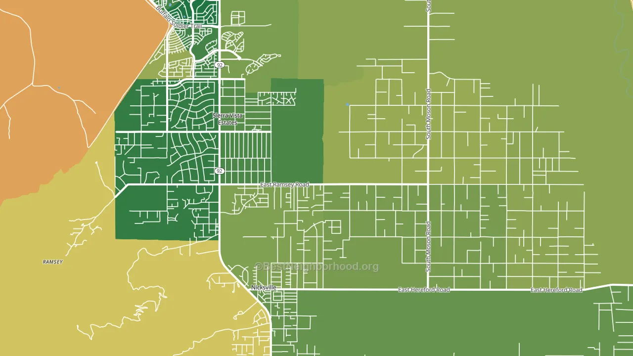 Sierra Vista Southeast, AZ block-group voter-turnout map