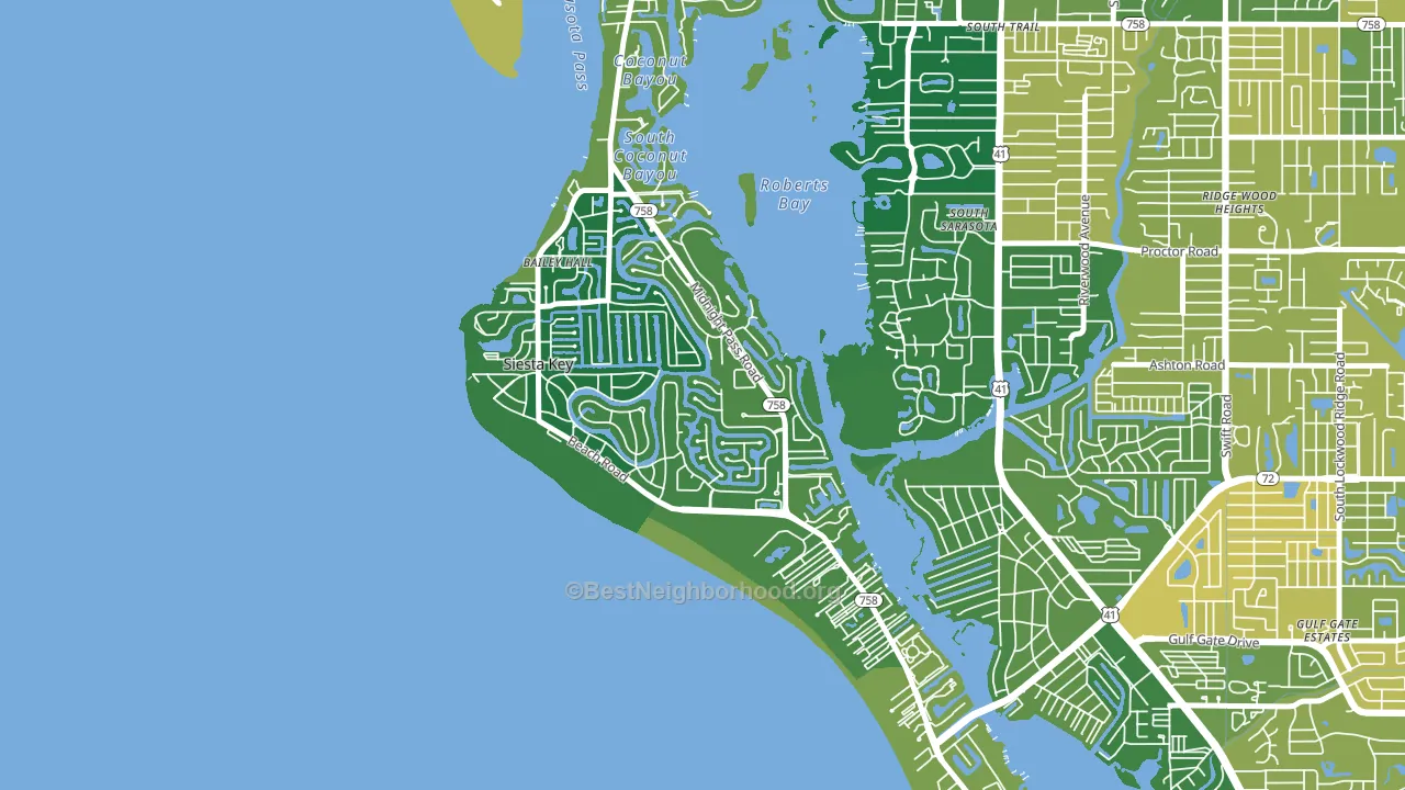 Siesta Key, FL block-group voter-turnout map