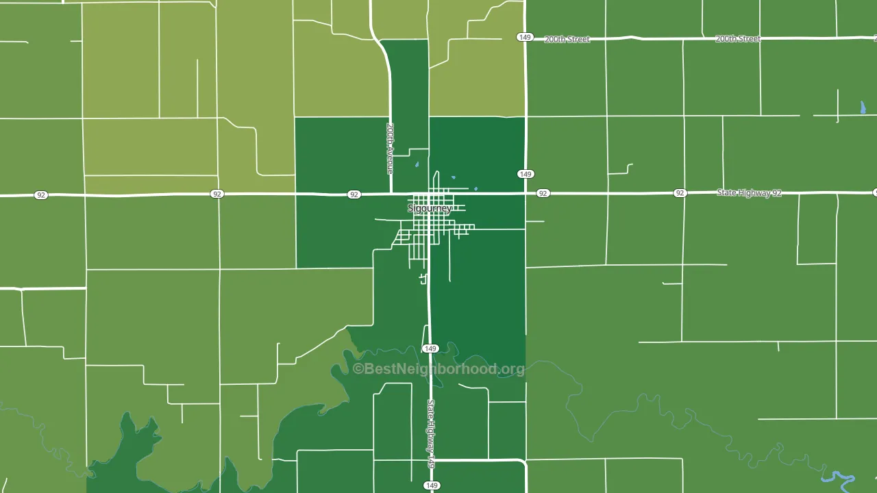 Sigourney, IA block-group voter-turnout map