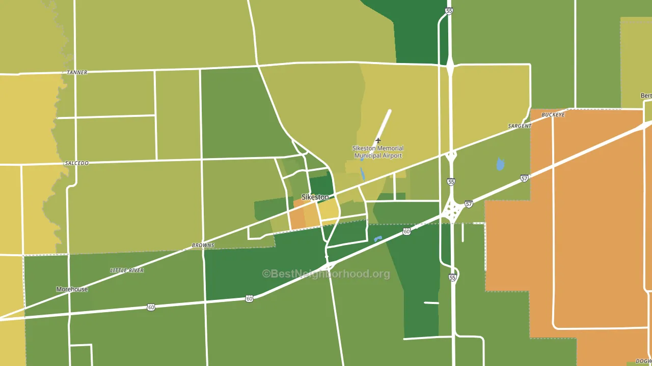 Sikeston, MO block-group voter-turnout map