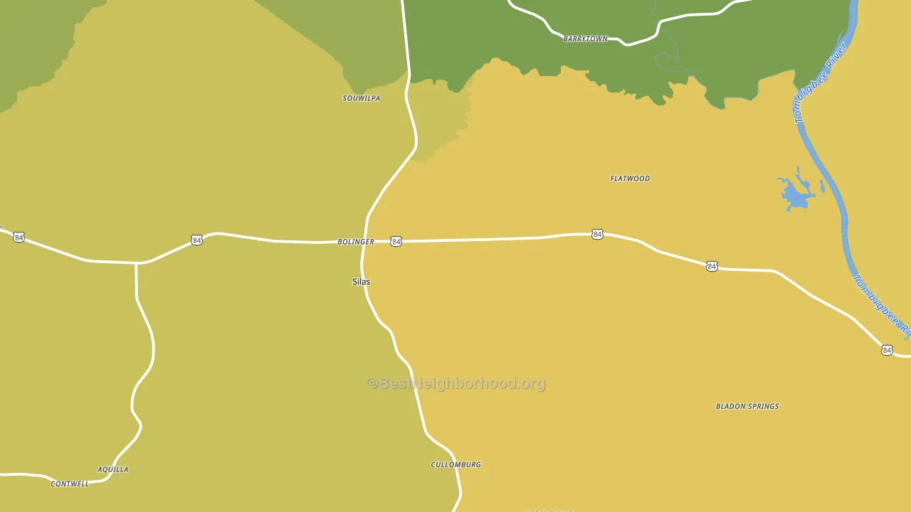 Silas, AL block-group voter-turnout map