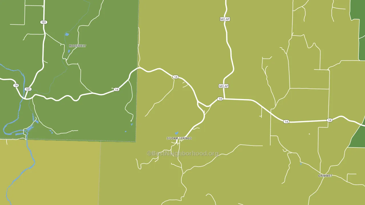 Siloam Springs, MO block-group voter-turnout map