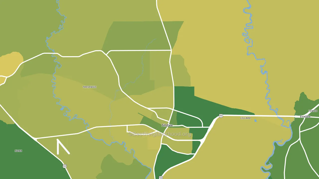 Silsbee, TX block-group voter-turnout map