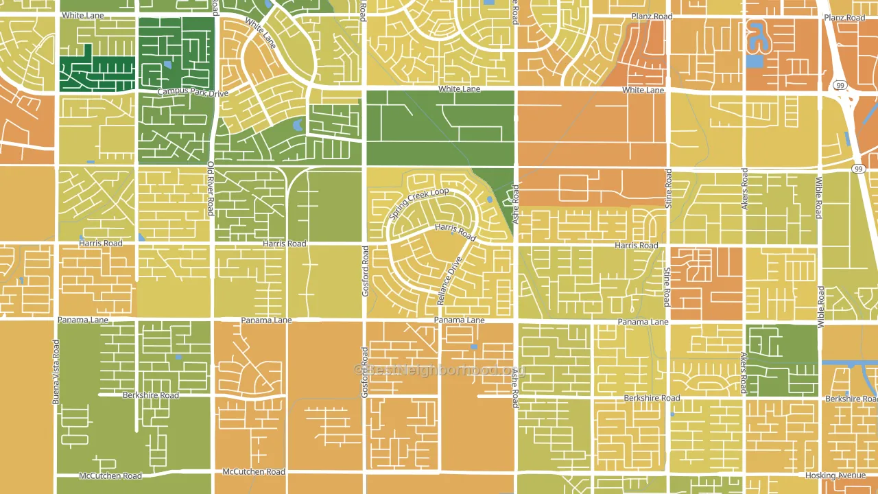 Silver Creek, Bakersfield, CA block-group voter-turnout map