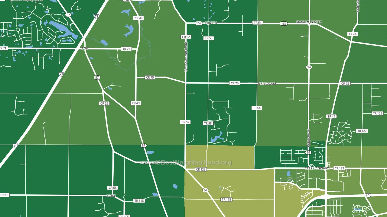 Silver Creek, OH block-group voter-turnout map