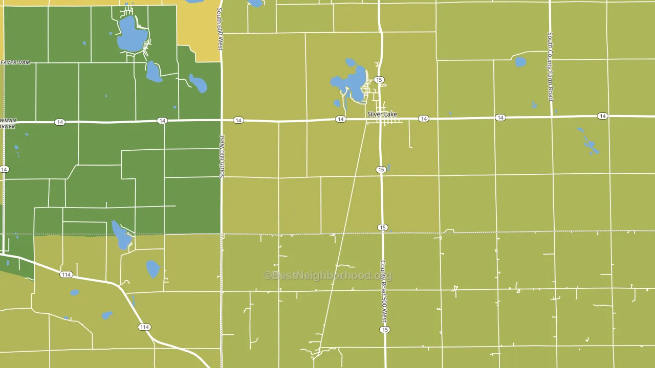 Silver Lake, IN block-group voter-turnout map