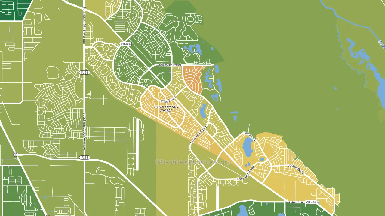 Silver Springs Shores, FL block-group voter-turnout map
