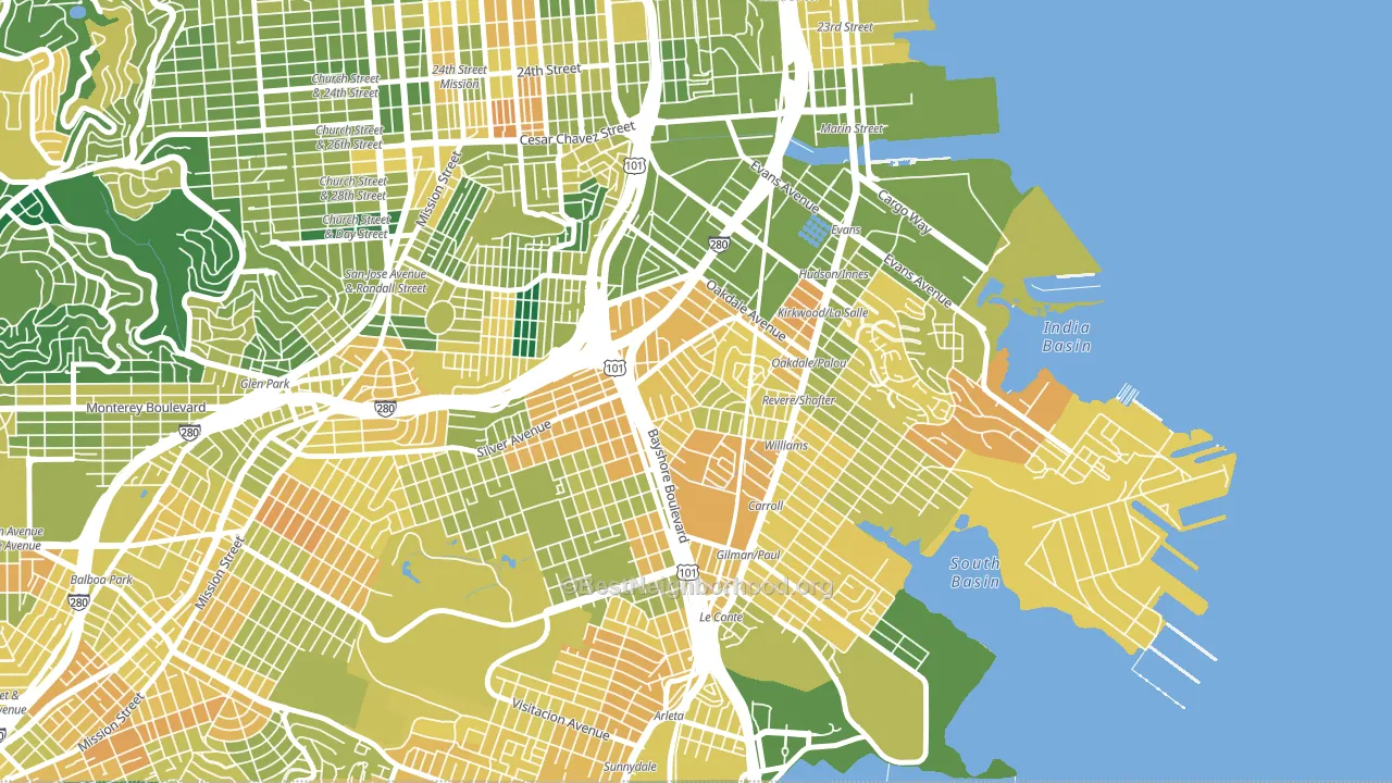 Silver Terrace, San Francisco, CA block-group voter-turnout map