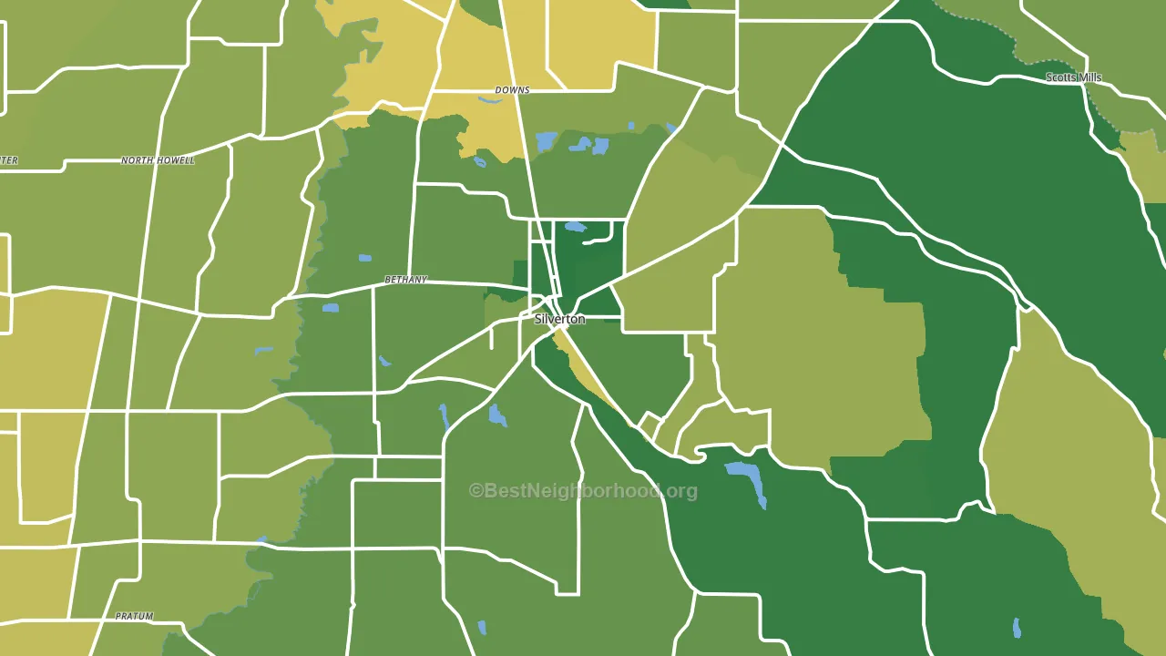 Silverton, OR block-group voter-turnout map