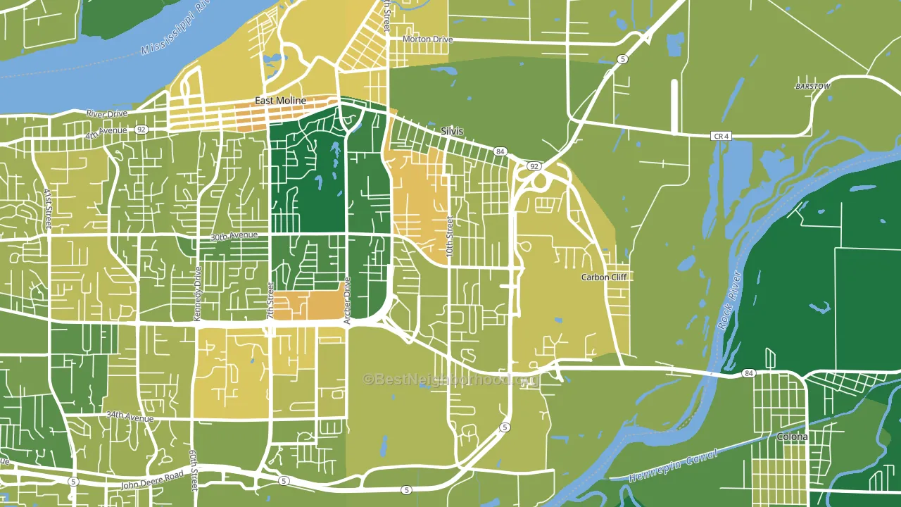 Silvis, IL block-group voter-turnout map