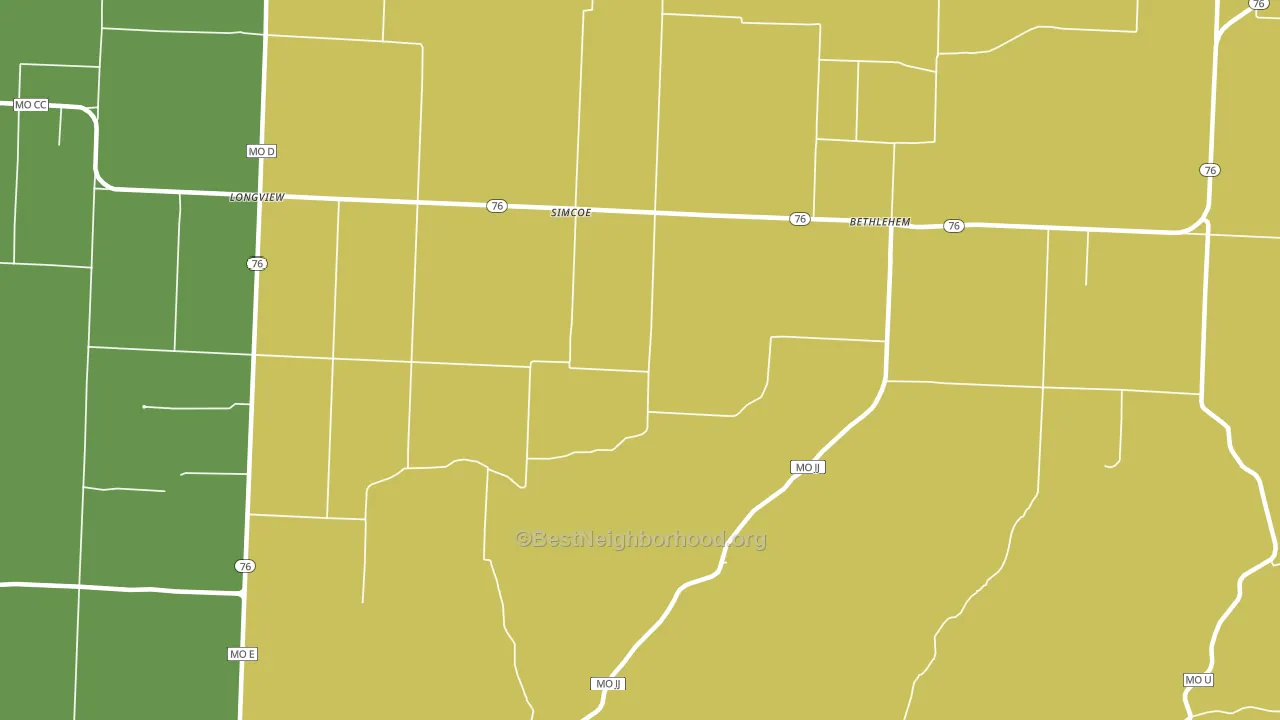Simcoe, MO block-group voter-turnout map