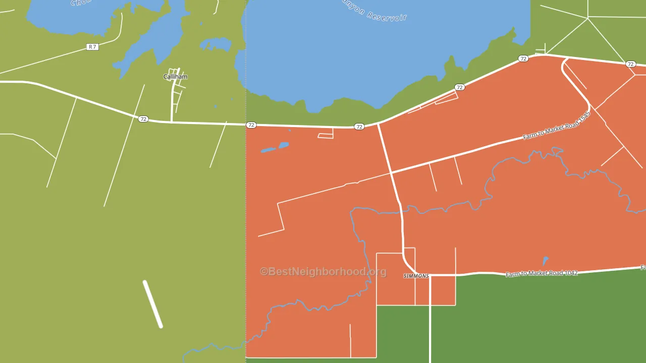 Simmons, TX block-group voter-turnout map