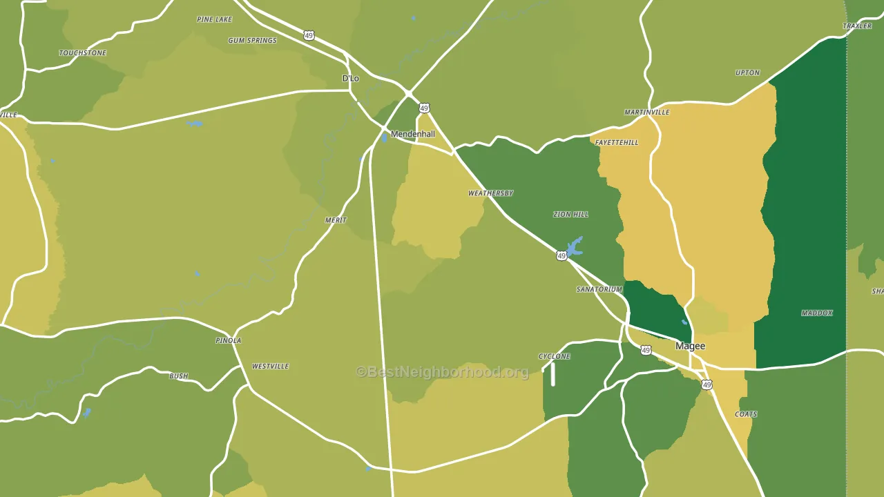 Simpson County, MS block-group voter-turnout map