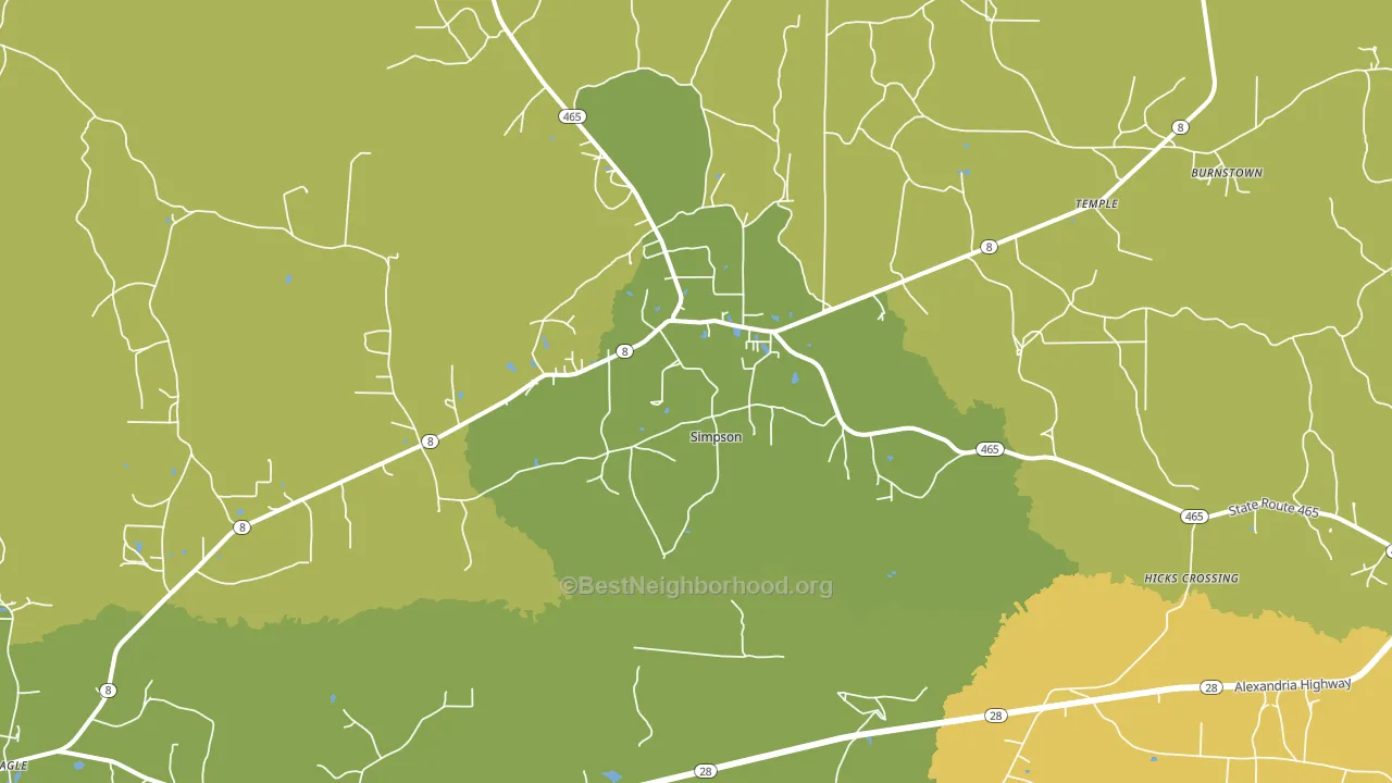 Simpson, LA block-group voter-turnout map