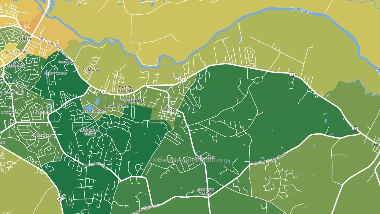 Simpson, NC block-group voter-turnout map