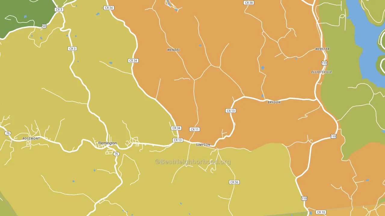 Simpson, WV block-group voter-turnout map