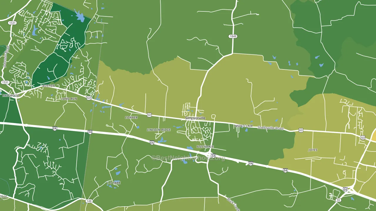 Simpsonville, KY block-group voter-turnout map