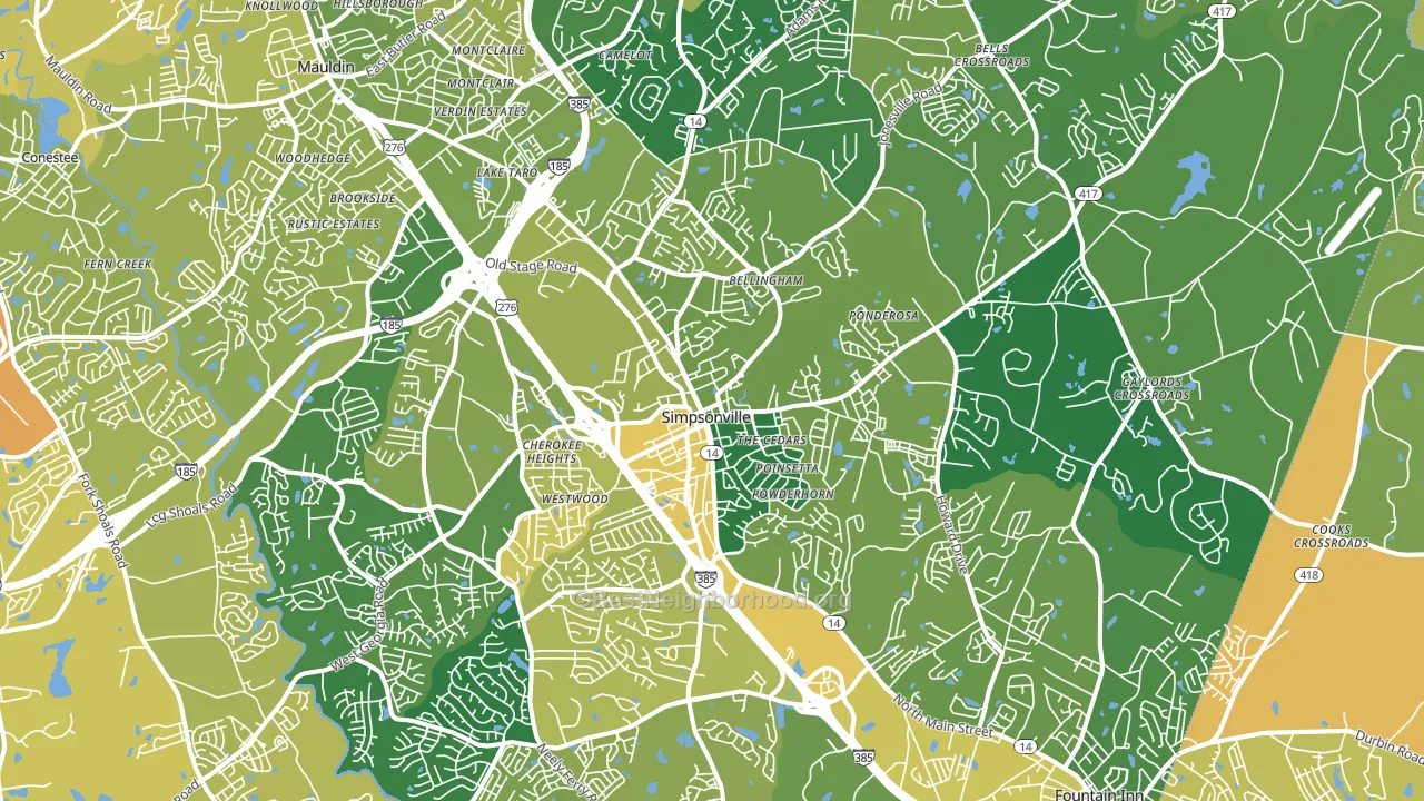 Simpsonville, SC block-group voter-turnout map