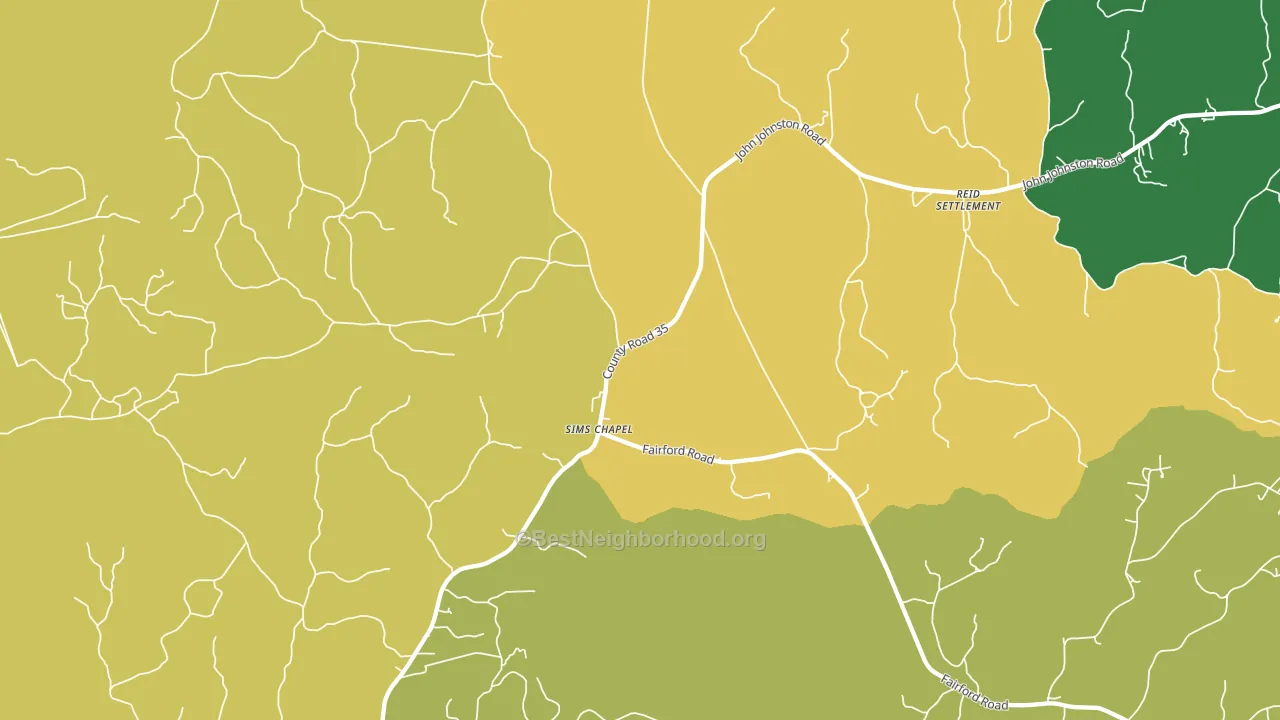 Sims Chapel, AL block-group voter-turnout map