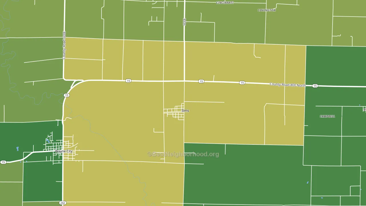 Sims, IL block-group voter-turnout map