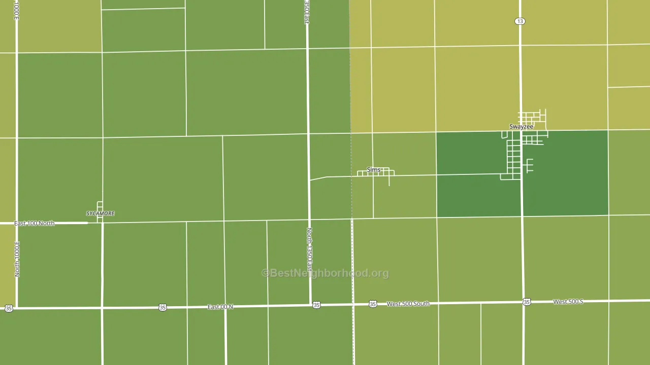 Sims, IN block-group voter-turnout map