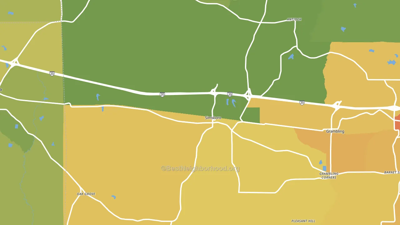 Simsboro, LA block-group voter-turnout map