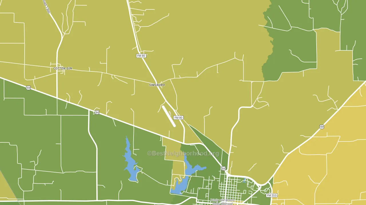 Simsboro, TX block-group voter-turnout map