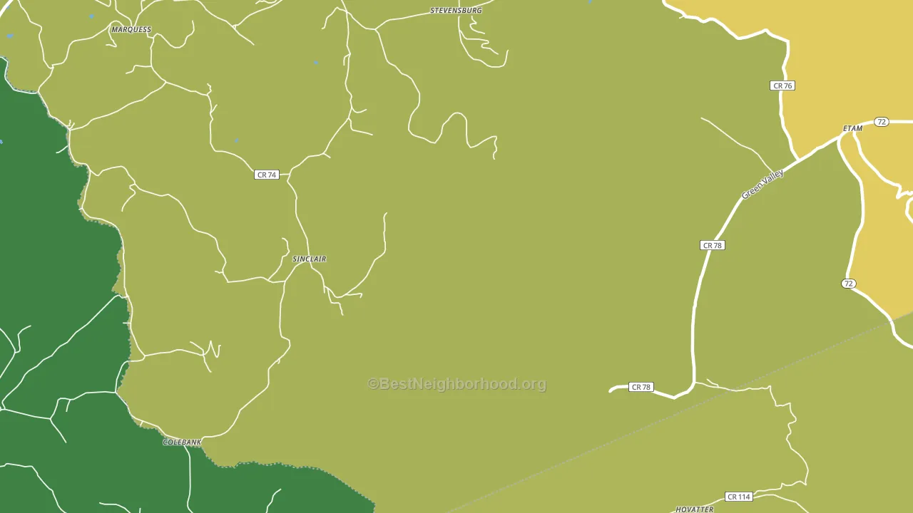 Sinclair, WV block-group voter-turnout map