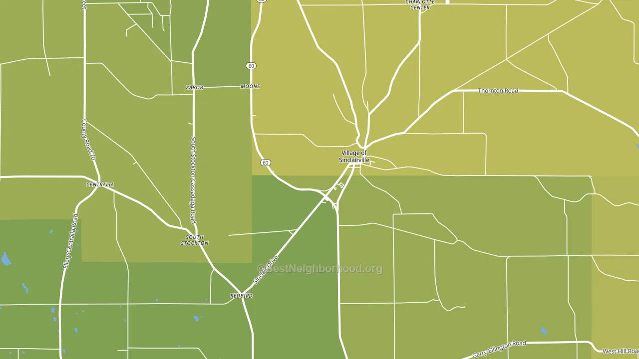Sinclairville, NY block-group voter-turnout map